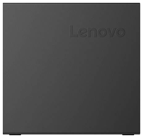 Un ordinateur portable noir fermé vu de dessus, avec le logo « Lenovo » en relief sur le couvercle supérieur, centré dans un design minimaliste.