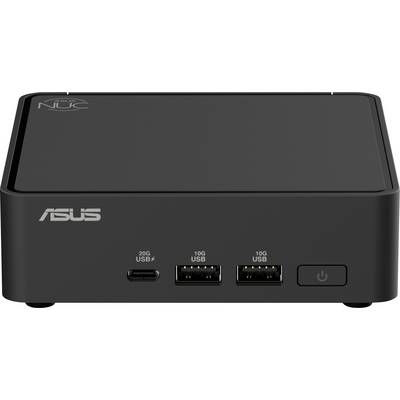 L'image montre un mini PC ASUS noir avec le logo Intel NUC. Il est équipé de ports étiquetés « 20G USB » et « 10G USB », ainsi qu'un bouton d'alimentation.