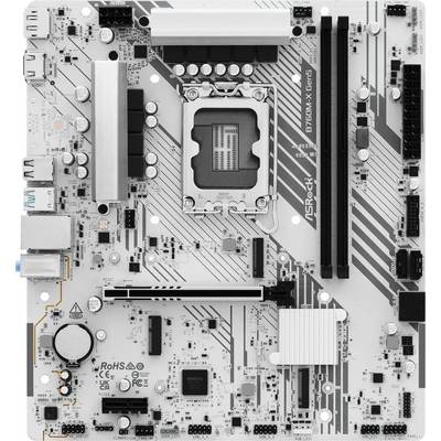 Carte mère avec la marque ASRock présentant plusieurs emplacements pour la RAM, des expansions PCI et un socket CPU central, sur un fond à motif de circuit de couleur claire.