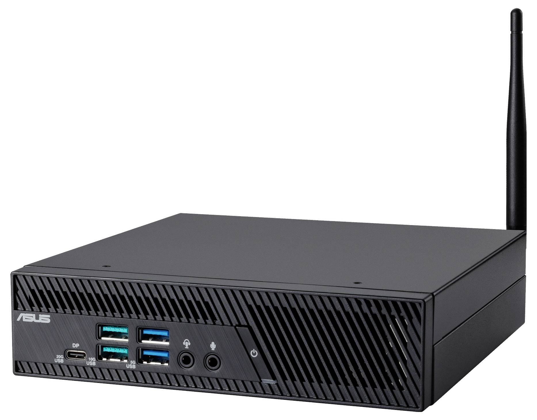 Deux mini-PC ASUS compacts empilés avec des ports USB, HDMI et Ethernet sur le côté. Étiqueté « ASUS NUC ».