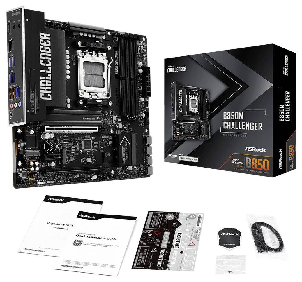 ASRock B850M Challenger AM5 m Carte mère Socket (PC) AMD® AM5 Facteur de forme (détails) Micro-ATX Chipset de la carte m-6