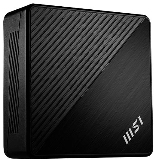 Boîtier de lecteur externe MSI noir avec rainures diagonales texturées et logo sur le devant.