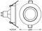 Un luminaire de plafond rond et blanc est monté sur un plafond pâle, fournissant une illumination douce. Le design est simple et moderne.