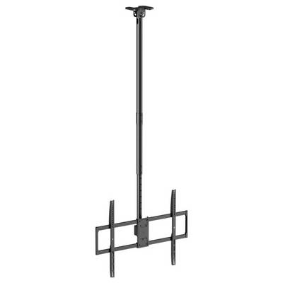 Support mural au plafond pour téléviseur à écran plat, doté d'une longue perche réglable et d'un cadre de fixation sécurisé, conçu pour une installation en suspension au plafond.