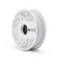 Bobine de filament blanc pour imprimante 3D sur une bobine blanche, présentée en isolé sur un fond uni.