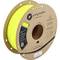 Bobine de filament d'impression 3D Polymaker jaune néon éclatant sur une bobine en carton avec marque de produit et étiquette.