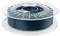 Bobine de filament pour imprimante 3D de couleur bleu-vert sur une bobine en plastique transparent sur fond blanc.