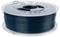 Bobine de filament pour imprimante 3D bleu-vert foncé enroulée sur une bobine en plastique transparent.