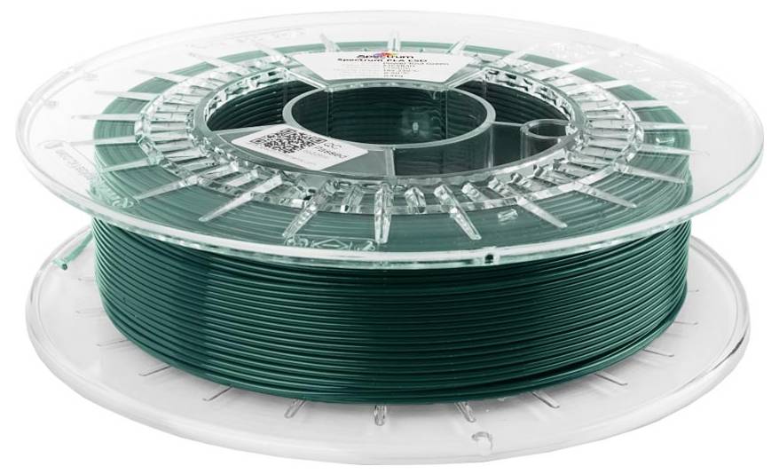 Bobine de filament pour imprimante 3D de couleur bleu-vert sur une bobine en plastique transparent.
