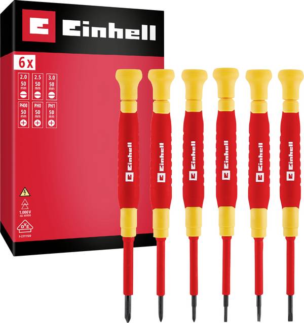 Einhell  VDE Jeu de tournevis Taille (tournevis) PH 00, PH 0, PH 1, SL 3.0