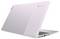 Un élégant ordinateur portable Chromebook de couleur claire, vu de l'arrière, affichant le logo Chromebook sur le couvercle, légèrement incliné vers la droite.