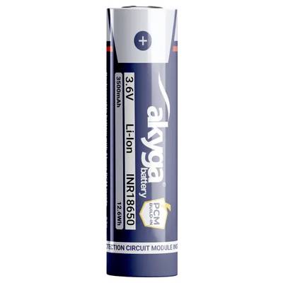 'Batterie Akyga 3,6V Lithium-Ion, modèle INR18650, 3500mAh, avec module de circuit de protection PCM.'