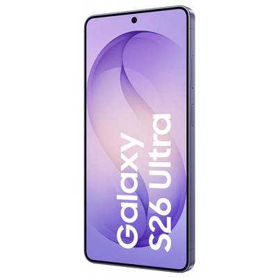 Smartphone avec un grand écran, étiqueté « Galaxy S26 Ultra », présentant un design élégant et des bordures minimalistes.