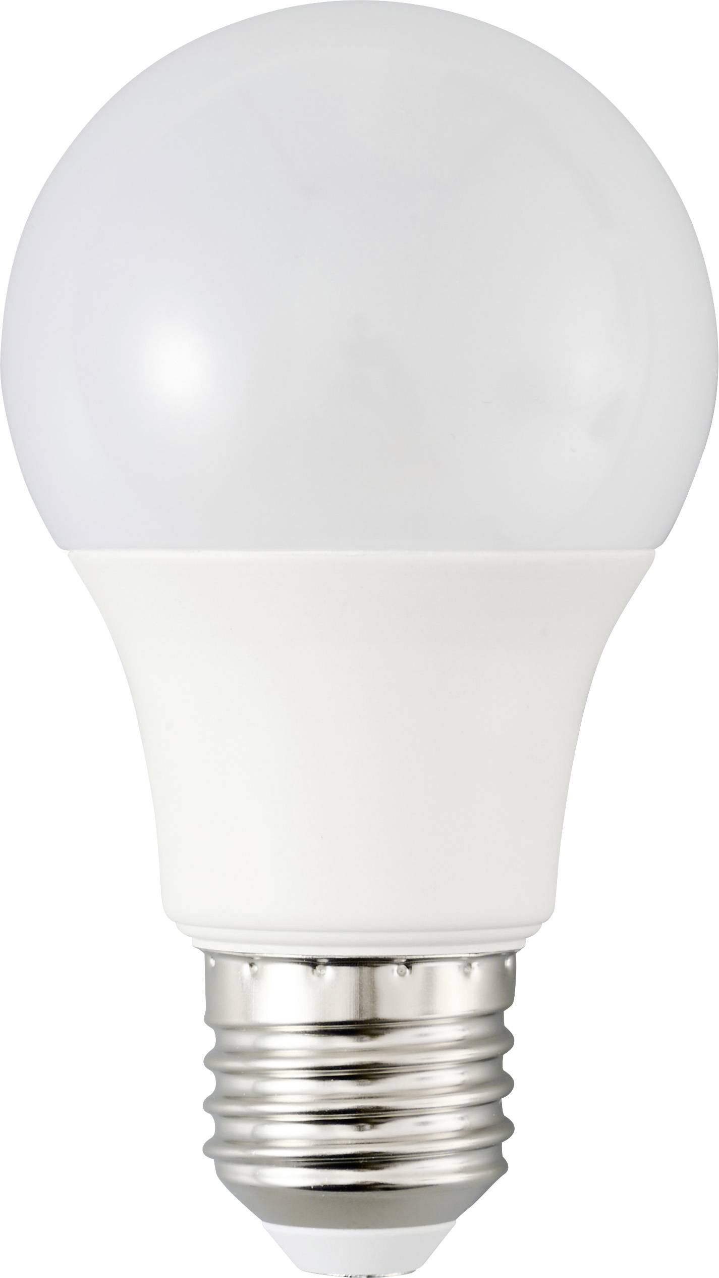 Ampoule LED blanche avec dôme dépoli et culot à vis, présentée sur un fond uni.