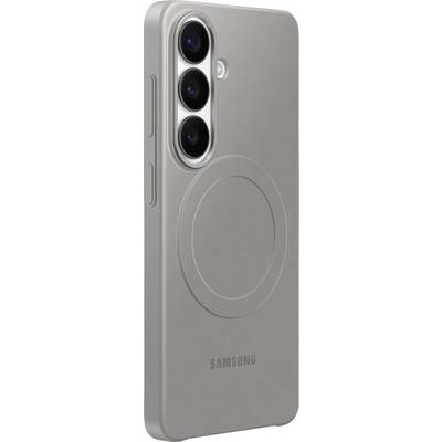 Un étui de téléphone gris pour un appareil Samsung doté d'une bague MagSafe circulaire intégrée au dos et compatible avec trois objectifs de caméra.
