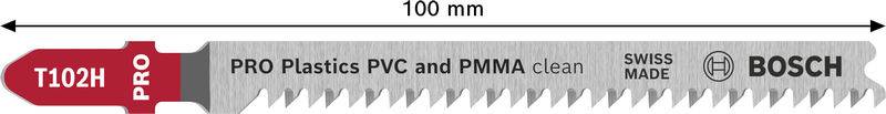 Bosch Accessories 2608667051 PRO Plastics PVC clean T102H lame de scie sauteuse, 100 mm, 5 pièces 5 pc(s)-1