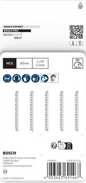 Bosch Accessories 2608667051 PRO Plastics PVC clean T102H lame de scie sauteuse, 100 mm, 5 pièces 5 pc(s)-2