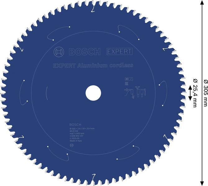 Bosch Accessories 2608902247 2608902247 Lame de scie circulaire Nombre de dents: 80 1 pc(s)-1