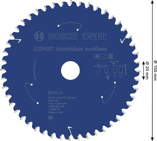 Bosch Accessories 2608902118 2608902118 Lame de scie circulaire Nombre de dents: 48 1 pc(s)-1