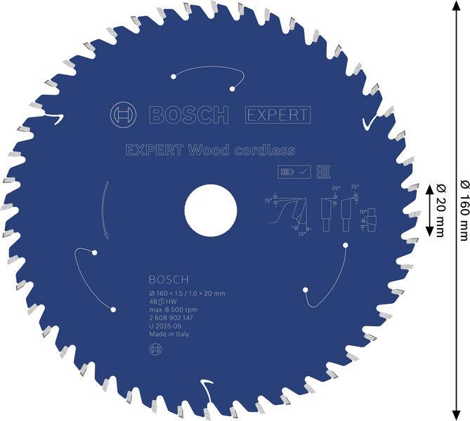 Bosch Accessories 2608902147 2608902147 Lame de scie circulaire Nombre de dents: 48 1 pc(s)-12