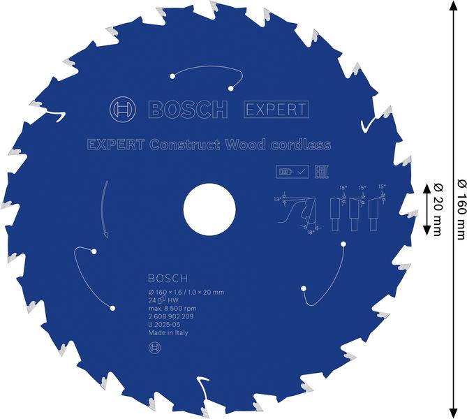 Bosch Accessories 2608902209 2608902209 Lame de scie circulaire Nombre de dents: 24 1 pc(s)-6