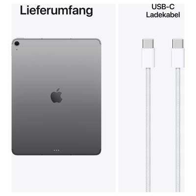 'Contenu de la livraison' : Représenté est une tablette vue de l'arrière et un câble de charge USB-C.