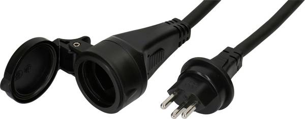 Max Hauri 176341 alimentation Rallonge  16 A noir 5 m H07RN-F 3G 2,5 mm² flexible, étanche, résistance chimique, résistant aux huiles, résistant à l'ozone, résistant aux UV