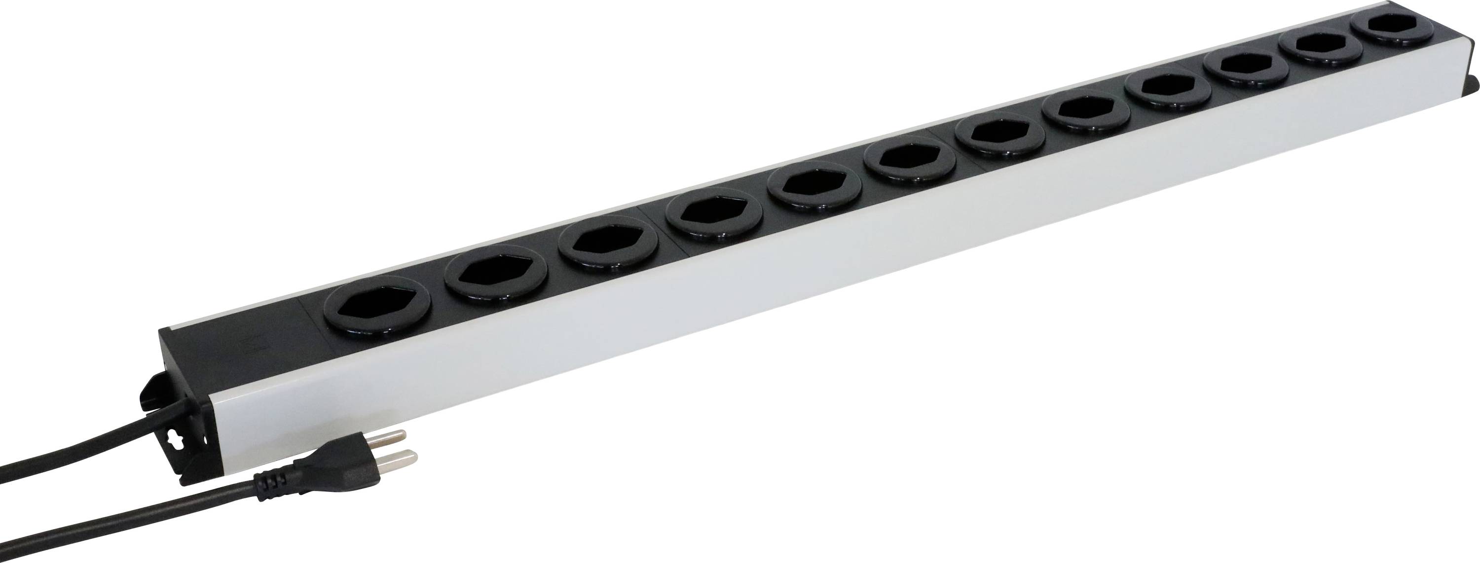 Une longue barre d'alimentation avec plusieurs prises et une fiche, conçue pour connecter plusieurs appareils.