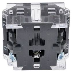 Un connecteur électrique rond à cinq broches, entouré d'un boîtier noir et bleu.