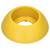 Une base de cône de circulation en plastique jaune, de forme circulaire, utilisée pour supporter des poteaux ou délimiter des zones.