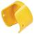 Un couvercle en plastique jaune avec deux trous de vis, conçu pour un équipement de protection ou une pièce de machine.