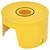 Un couvercle de protection en plastique jaune avec une ouverture ronde, conçu pour s'adapter sur une valve ou un composant similaire.