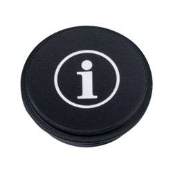 « Icône d'information dans un cercle noir avec un « i » minuscule blanc au centre, indiquant que des détails supplémentaires ou une aide sont disponibles. »