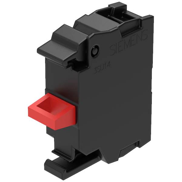 Un disjoncteur électrique noir avec un commutateur rouge, présentant un design compact pour l'installation.
