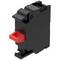 Un disjoncteur électrique noir avec un commutateur rouge, présentant un design compact pour l'installation.