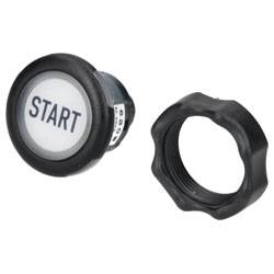 Un bouton rond étiqueté « DÉMARRER » avec un anneau de protection à côté.