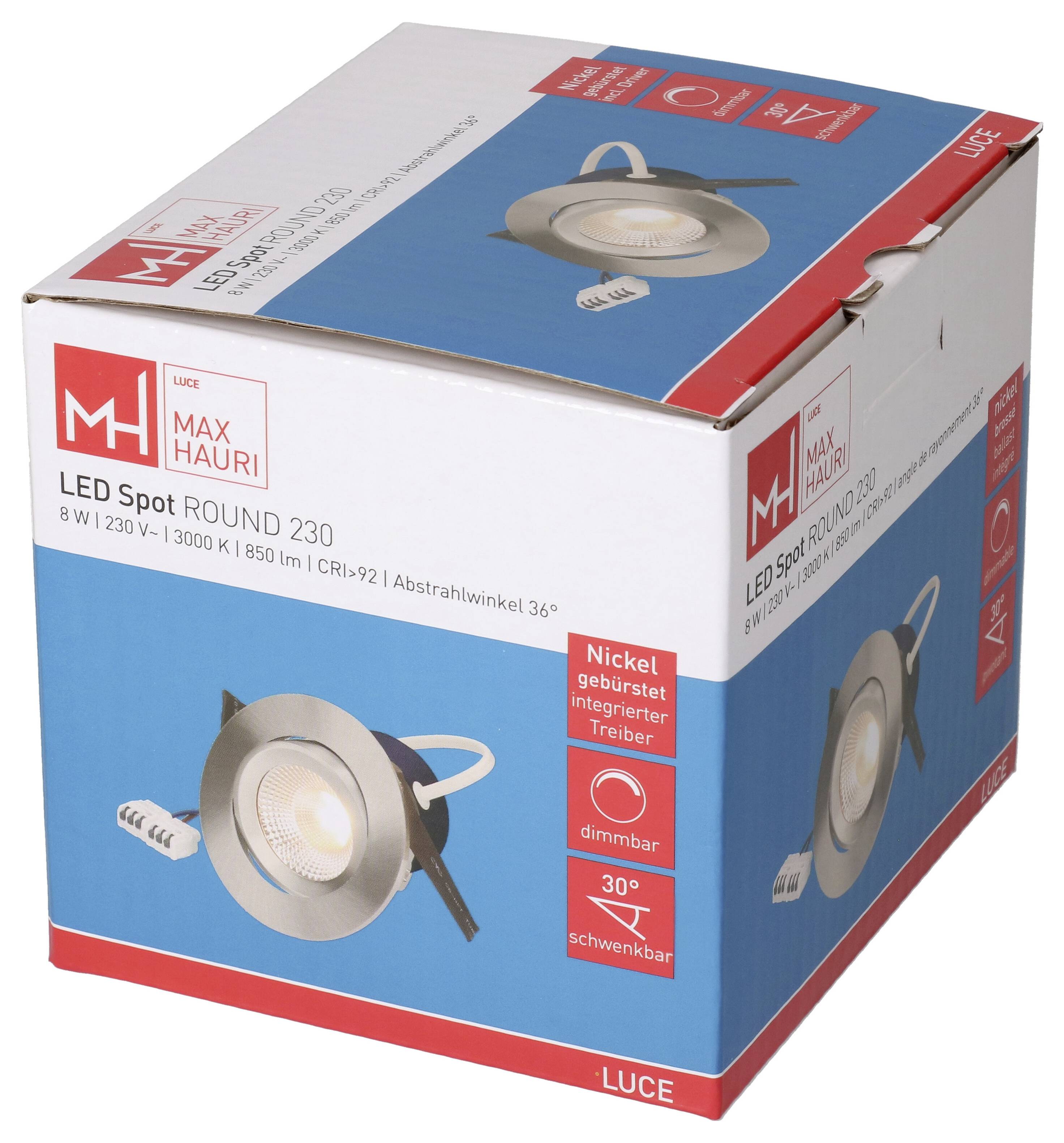 Max Hauri 176280 Luminaire à LED encastrable LED LED intégrée 8 W nickel-2