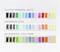 L'image affiche des nuanciers de couleurs pour trois types de vinyle : « Glitter Rainbow White », « Easyweed Glow » et « Holographic Spectrum », chacun avec diverses couleurs.
