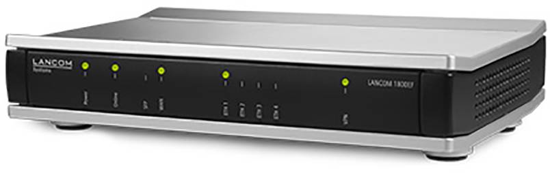 Un routeur LANCOM 1783VA avec des voyants LED, conception argent et noir, adapté aux solutions réseau professionnelles.