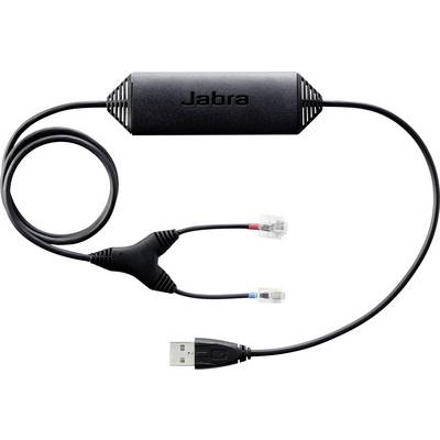 'Adaptateur USB Jabra avec connecteurs RJ9 et RJ10 pour l'intégration téléphonique.'