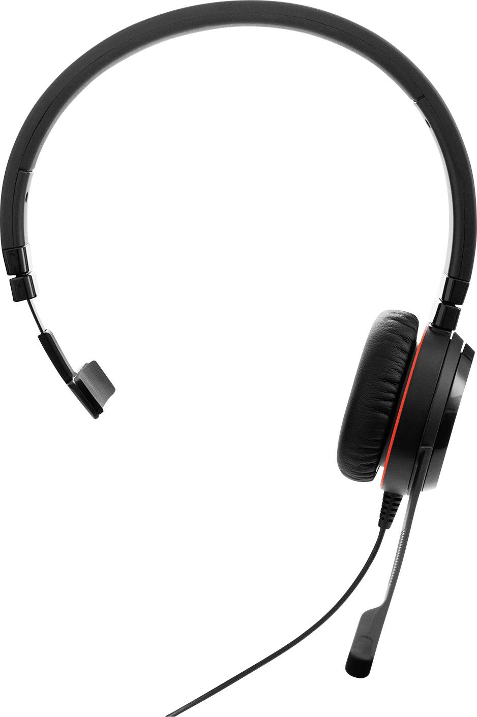 Un casque audio noir à porter sur la tête avec un microphone ajustable et des coussinets auriculaires rembourrés.