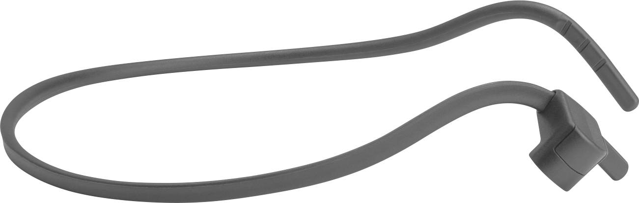 Un article flexible de couleur gris foncé en forme de câble avec un bras flexible et une extrémité nervurée, possiblement un outil ou accessoire pour un ajustement personnalisable.