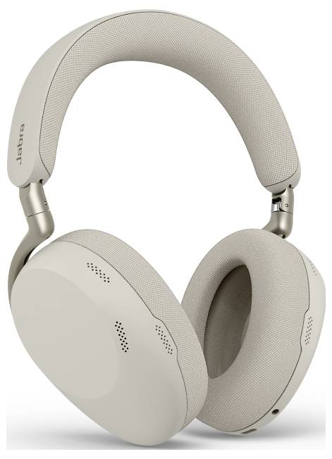 Casque audio sans fil supra-auriculaire noir sur un socle de recharge, présenté en vue latérale avec un câble connecté.