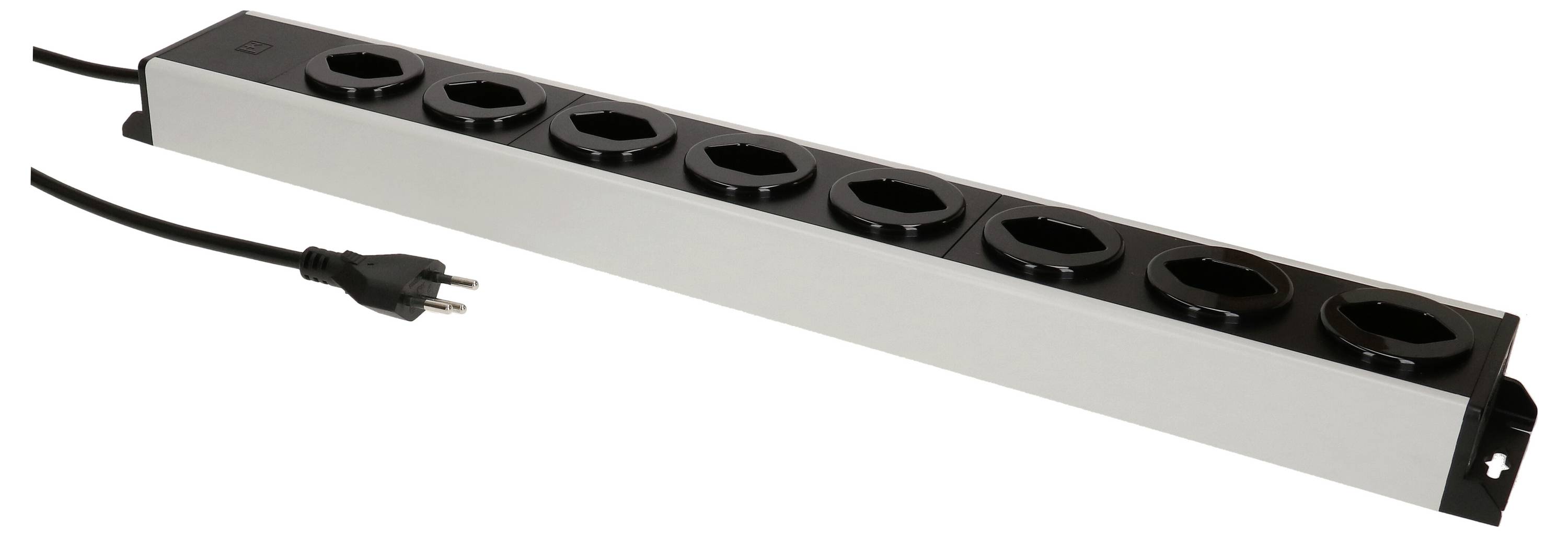 Bloc d'alimentation avec huit prises et un cordon d'alimentation intégré.