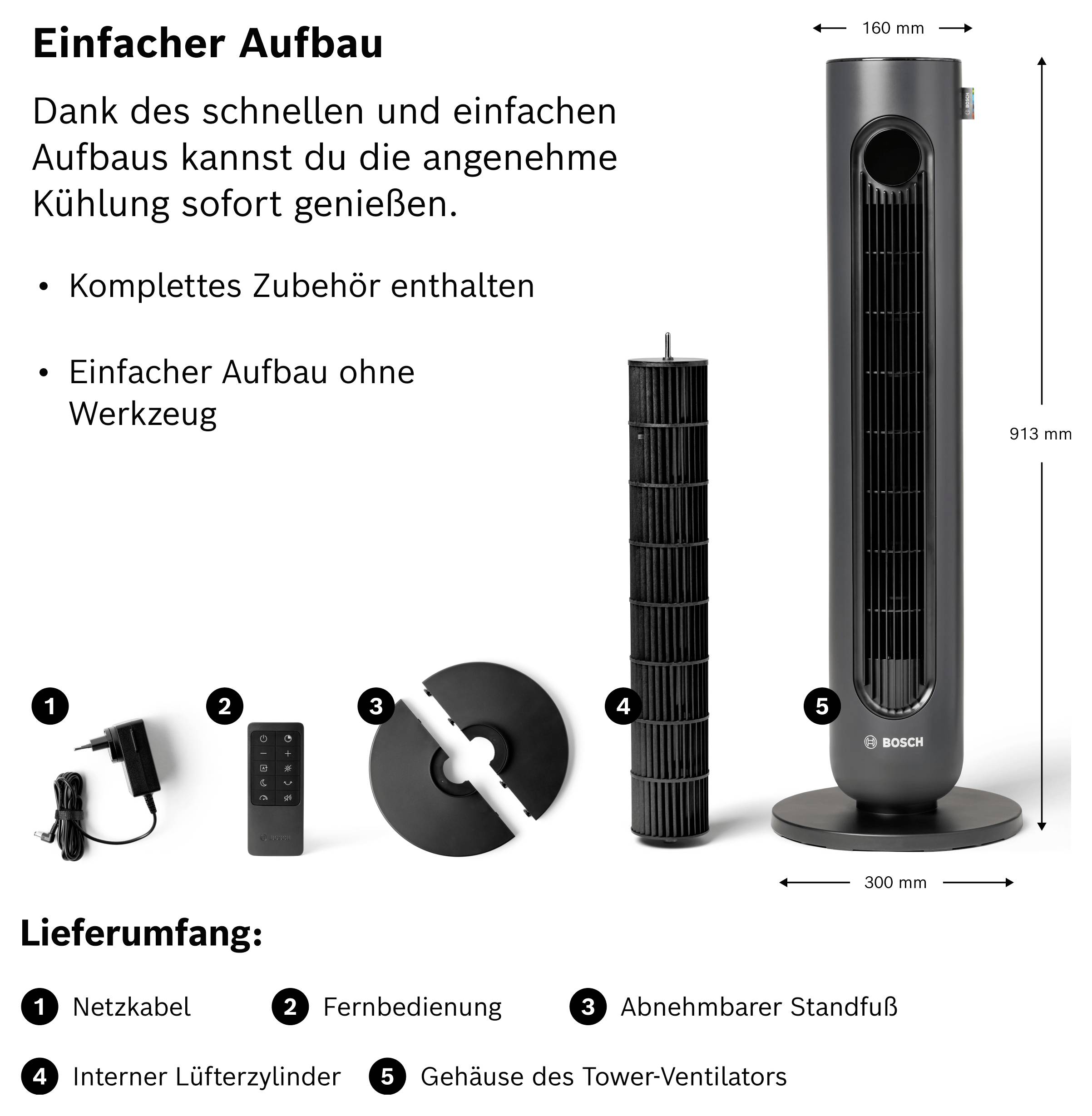 Bosch Home Comfort Tower Fan 4000 Ventilateur colonne avec télécommande-8