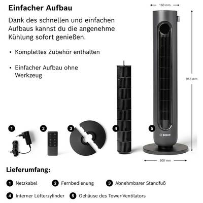 Bosch Home Comfort Tower Fan 4000 Ventilateur colonne avec télécommande-8