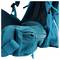 Un sac à dos bleu avec une poche zippée avant et des sangles ajustables. Le tissu présente une texture rayée subtile.