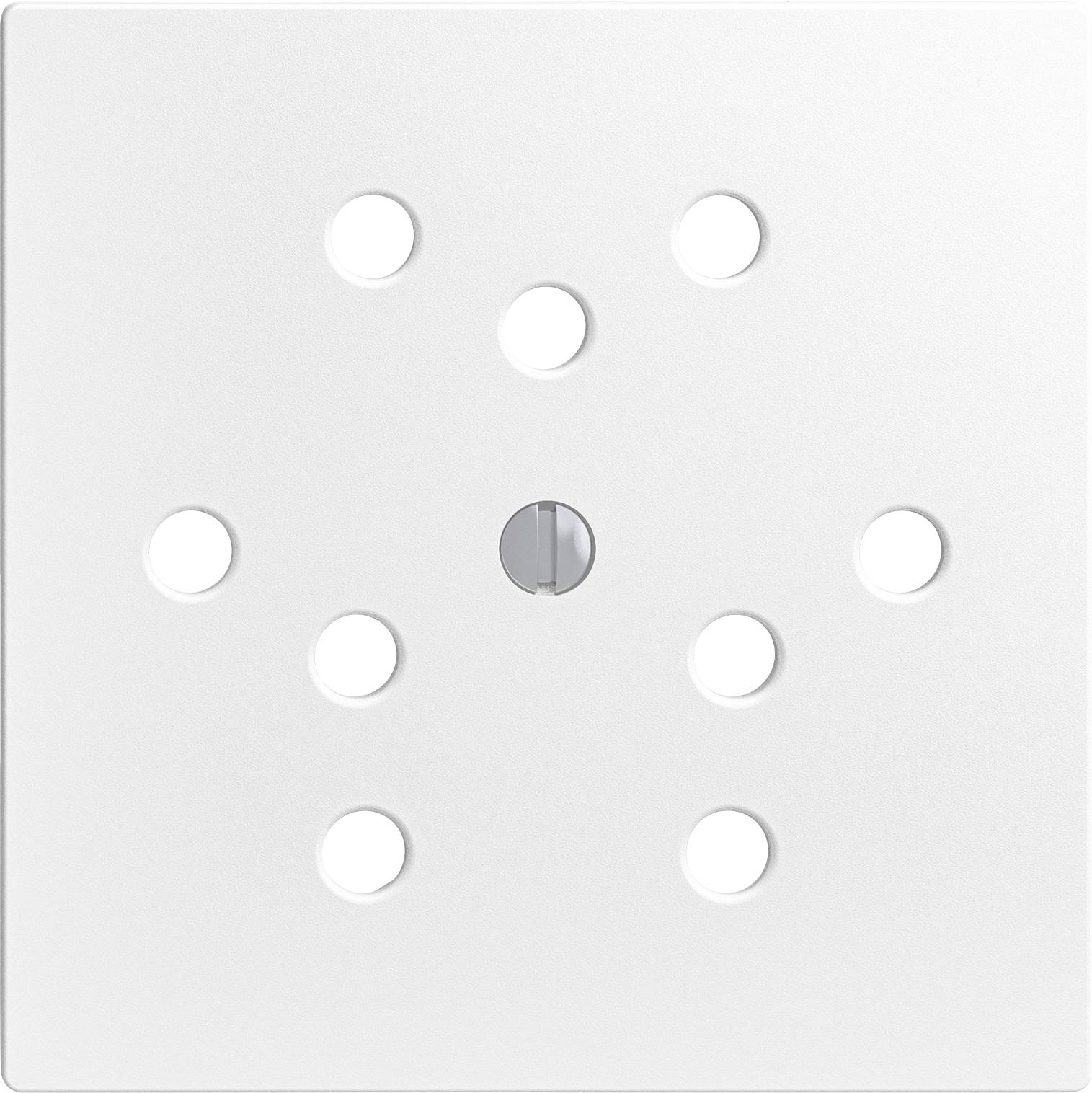 Un panneau de façade de module résisteur de fin de ligne blanc à 8 trous, utilisé dans les systèmes audio modulaires, avec un motif circulaire central et une vis au milieu.