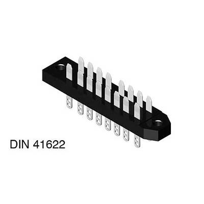 Un connecteur électronique noir à 12 broches avec une base longue et des broches argentées. Marqué « DIN 41622 » dans le coin inférieur gauche.