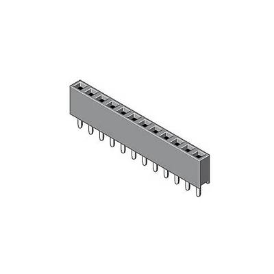 Un connecteur d'en-tête rectangulaire gris avec dix emplacements pour les connexions, généralement utilisé en électronique pour être monté sur des circuits imprimés.